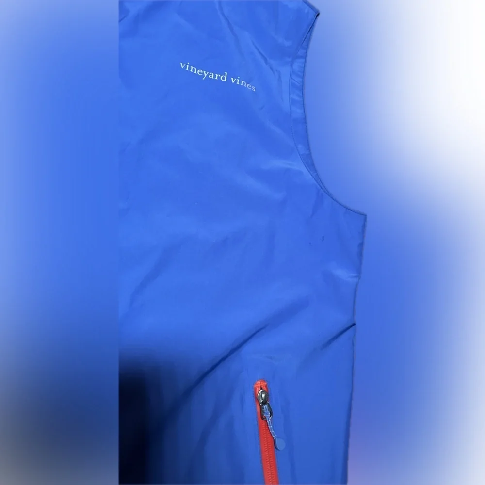 Vineyard Vines Men’s Preppy Blue Orange Lightweight Golf Shell Vest Jacket M